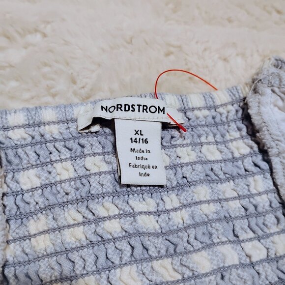 Nordstrom XL white blue gingham wide leg jumpsuit - Picture 6 of 10